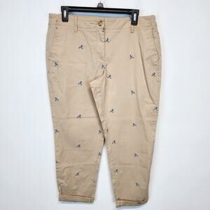 Talbots Relaxed Chino Pants Size 10P Embroidered Vespa Ride Moped Rolled Cuff